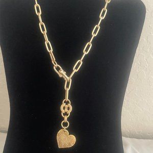 Artisan Matte Gold Plated Paper Clip Chain Neckla… - image 1